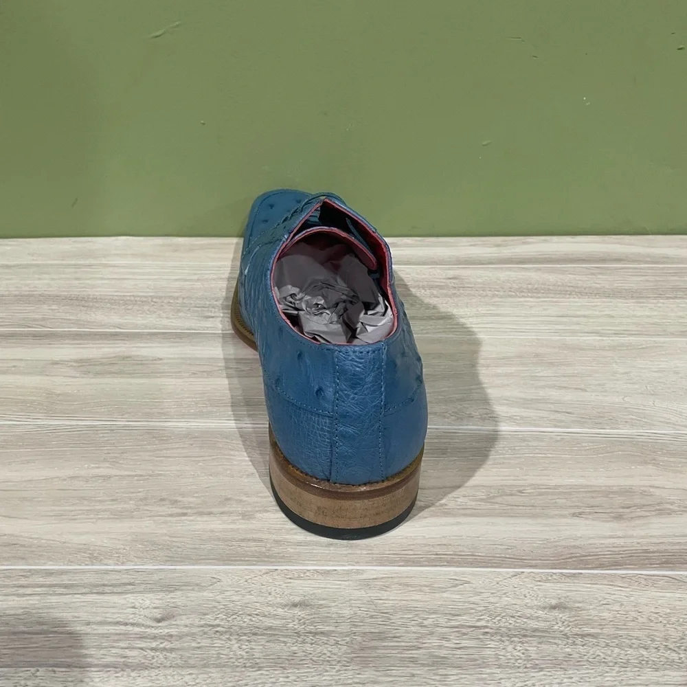 Fennix italy denim Blue Men's Dress Shoes oxford genuine ostrich